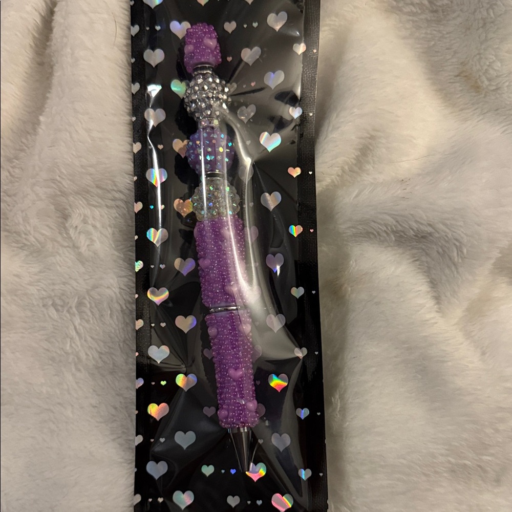 Sparkling Purple and Silver Beaded Pen